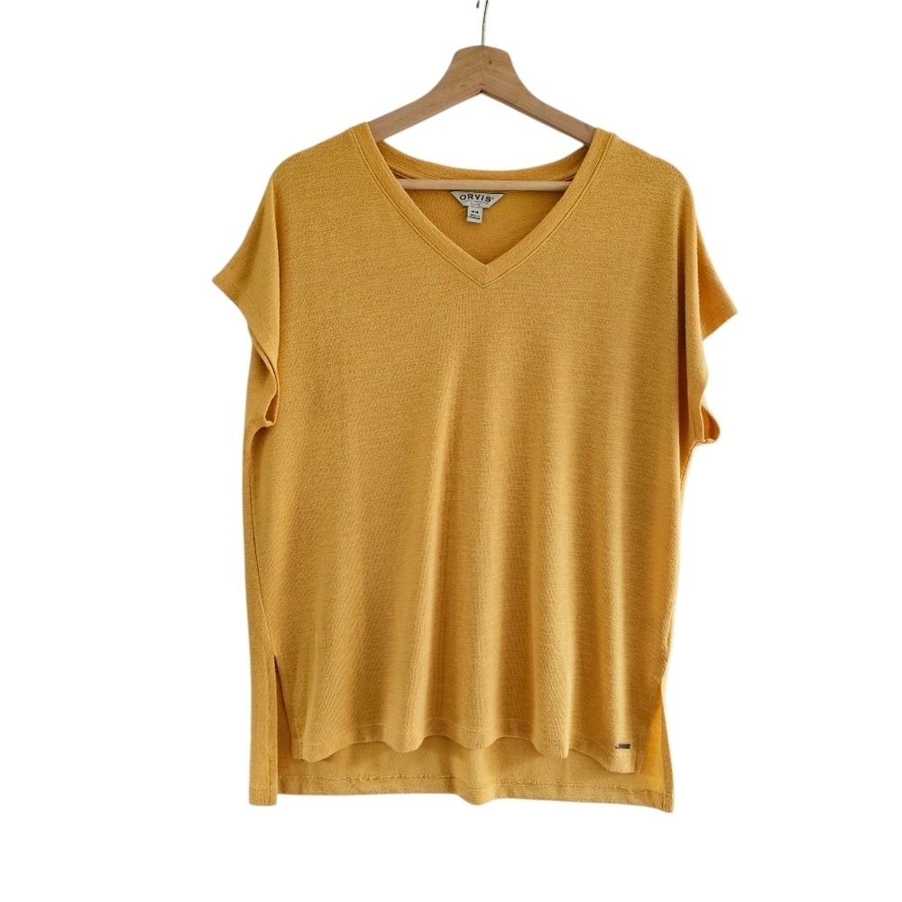 ​ORVIS Classic Collection Dolman Sleeve V-Neck Top in Mustard Yellow - Medium